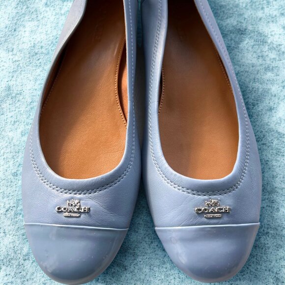 COACH Light Blue Leather Flats-EXCELLENT Condition - Picture 1 of 4